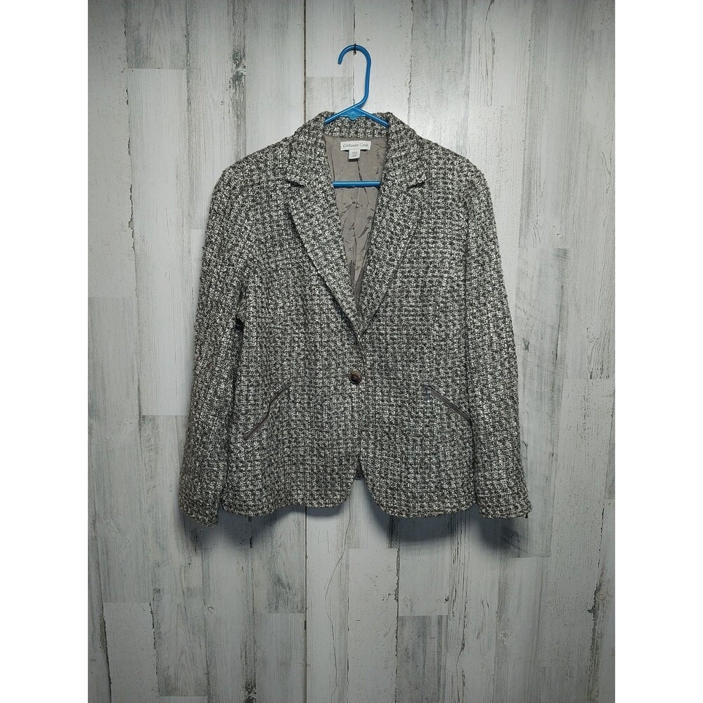 Coldwater Creek Womens Tweed 3/4 Sleeve Blazer Jacket Size W18